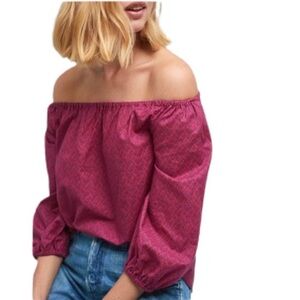 Anthropologie Maeve Magenta Off-Shoulder Blouse
